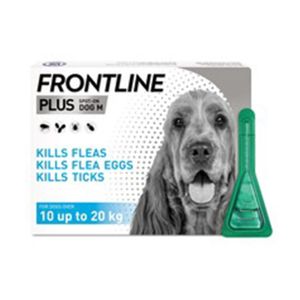 Frontline Plus Dog Tick & Flea (10-20kg) Medium (3 x Pipettes) | Size: 3 x Pipettes